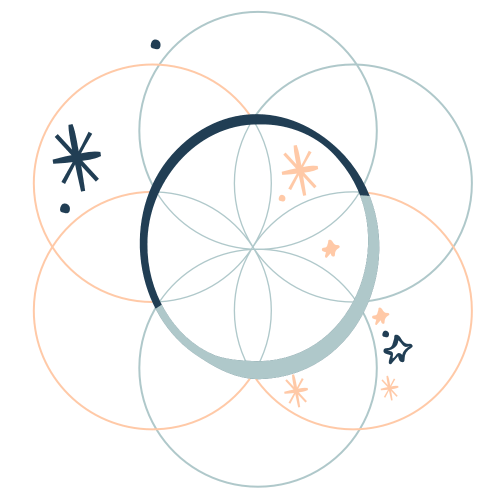 fiore della vita colorato con stelline